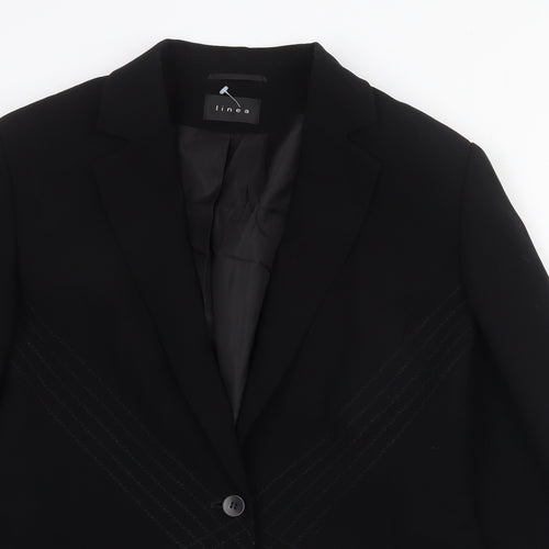 Linea Womens Black Jacket Blazer Size 12 Button