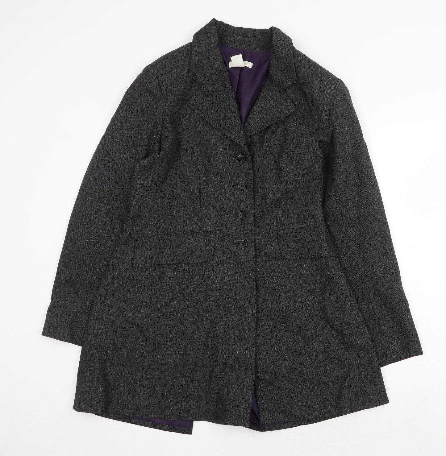 Matin blanc Womens Grey Pea Coat Coat Size 12 Button