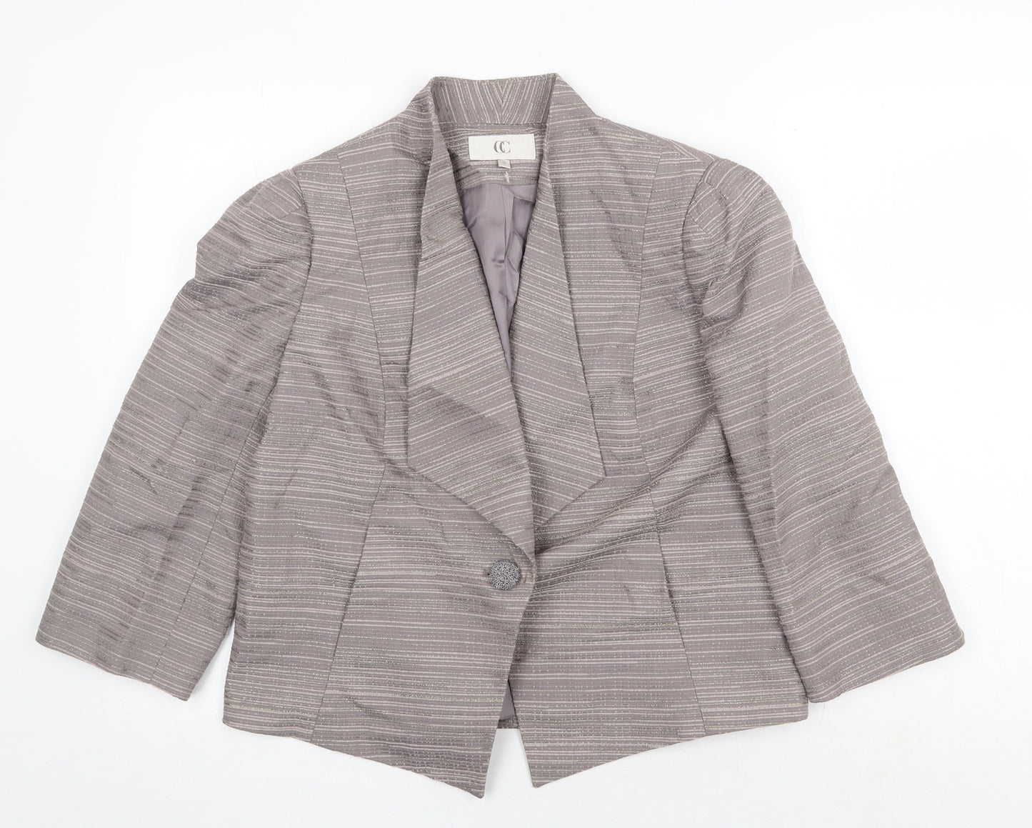 CC Womens Grey Striped Jacket Blazer Size 16 Button