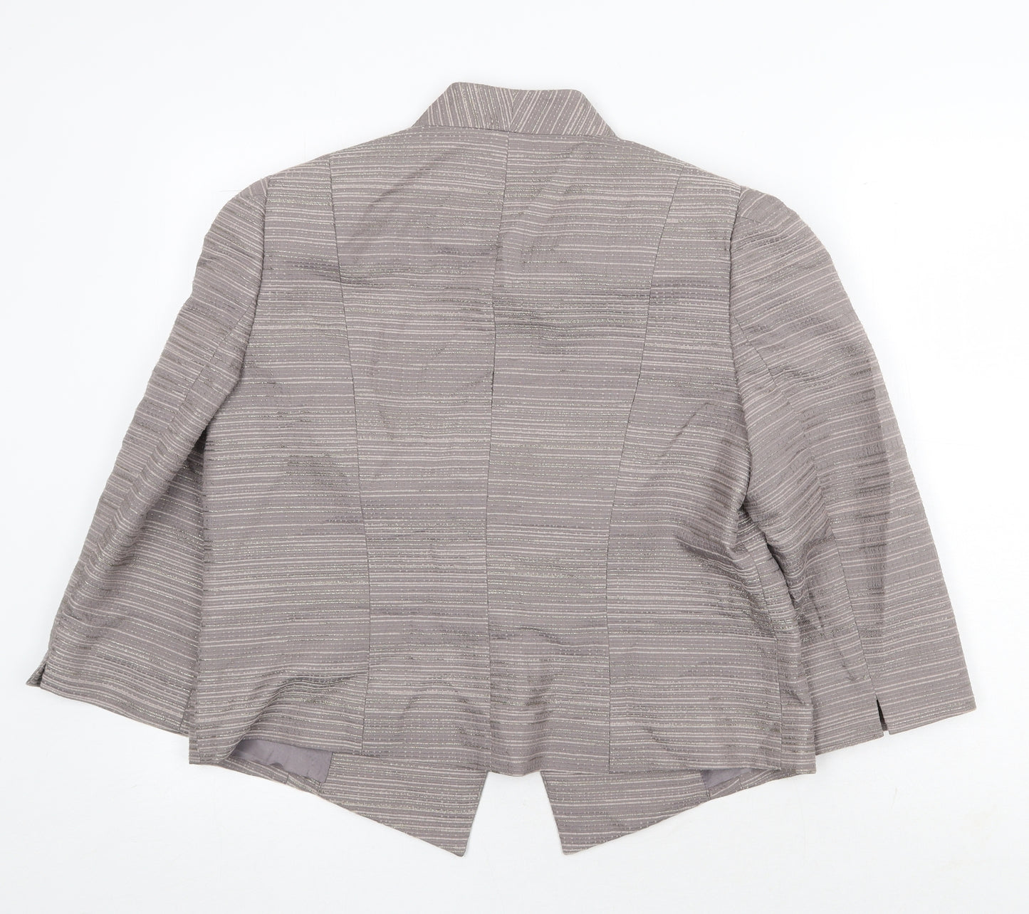 CC Womens Grey Striped Jacket Blazer Size 16 Button