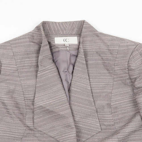CC Womens Grey Striped Jacket Blazer Size 16 Button