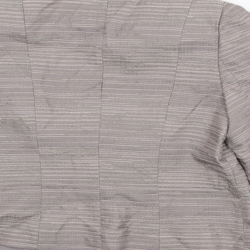CC Womens Grey Striped Jacket Blazer Size 16 Button