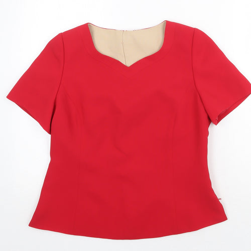 Preworn Womens Red Polyester Basic T-Shirt Size 12 Sweetheart