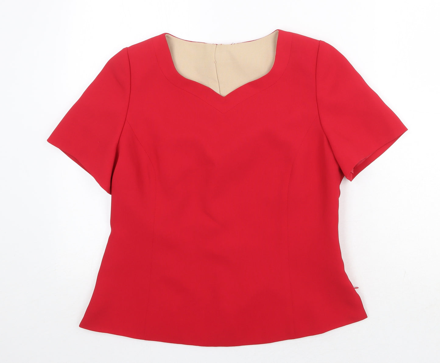 Preworn Womens Red Polyester Basic T-Shirt Size 12 Sweetheart