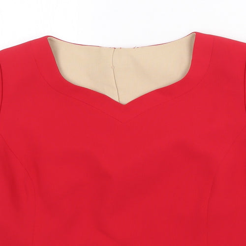 Preworn Womens Red Polyester Basic T-Shirt Size 12 Sweetheart