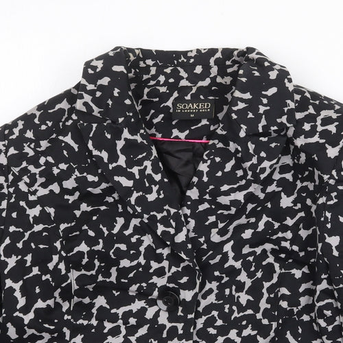 Soaked in Luxury Womens Black Geometric Jacket Blazer Size M Button
