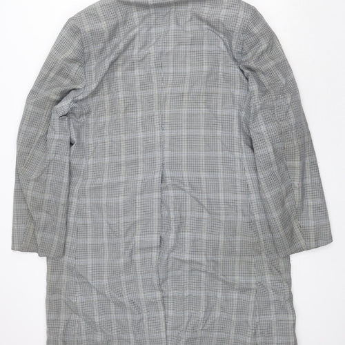 Aquascutum Mens Grey Plaid Pea Coat Coat Size M Button