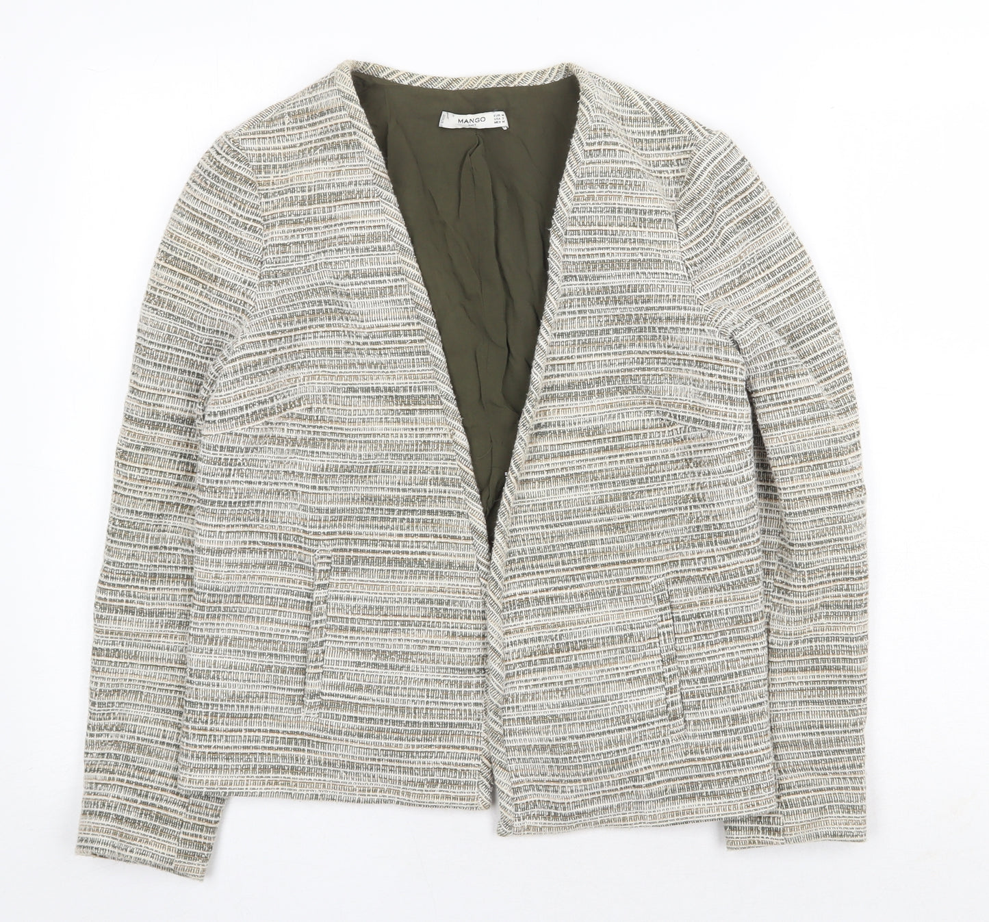Mango Womens Grey Striped Jacket Blazer Size M