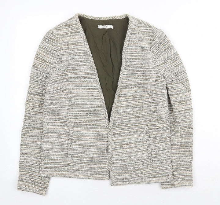 Mango Womens Grey Striped Jacket Blazer Size M