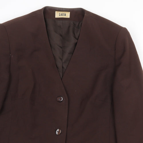 LUCIA Womens Brown Jacket Blazer Size 14 Button