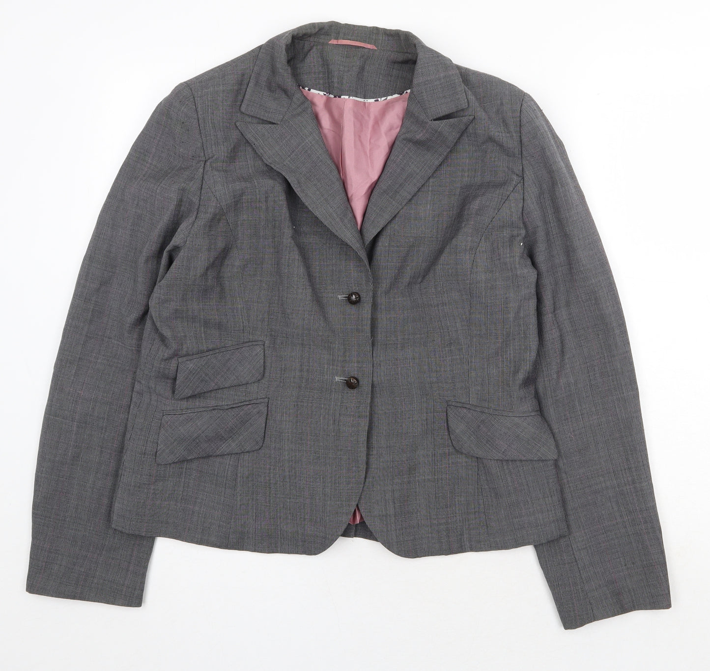 Hobbs Womens Grey Plaid Jacket Blazer Size 10 Button