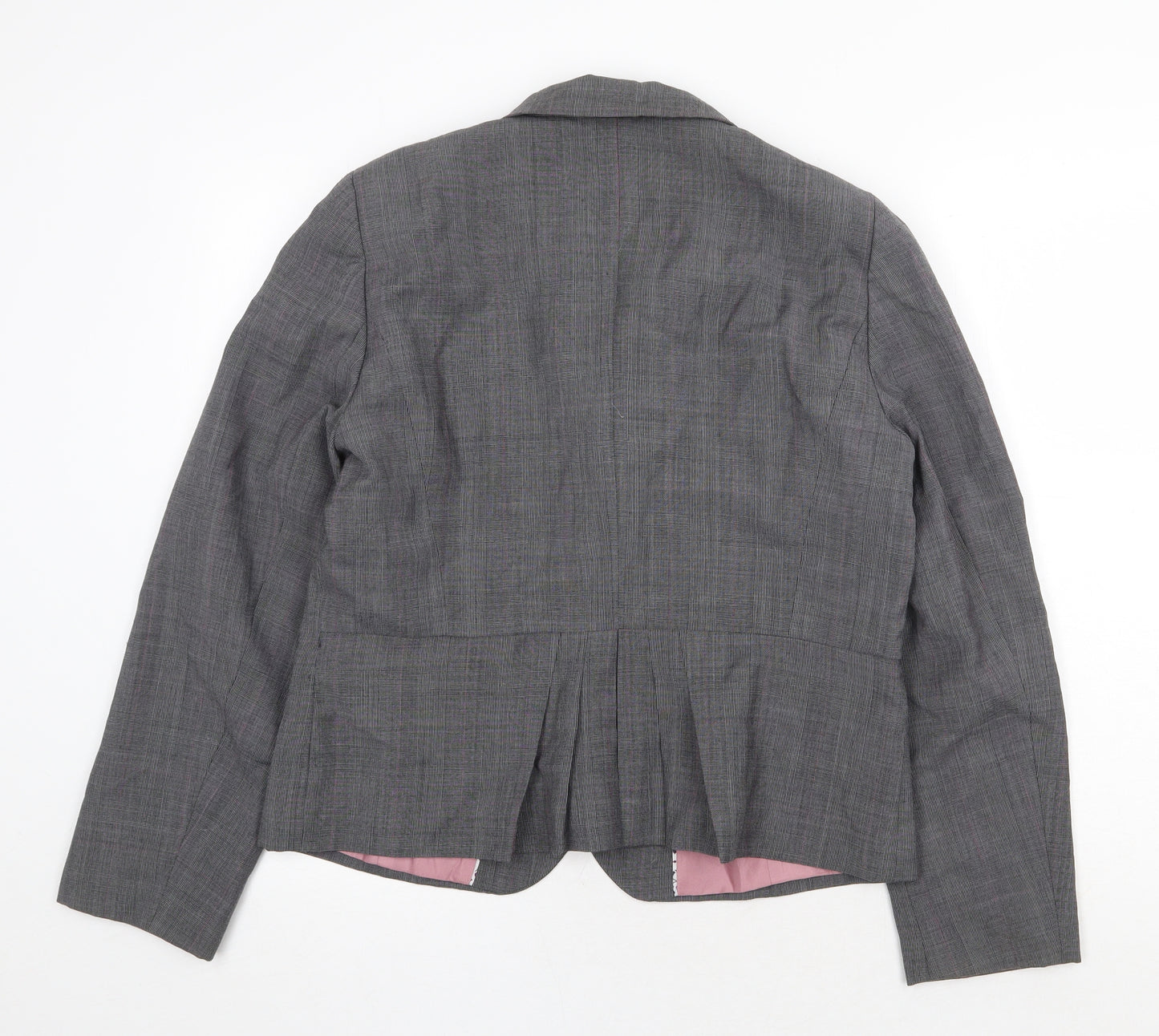 Hobbs Womens Grey Plaid Jacket Blazer Size 10 Button