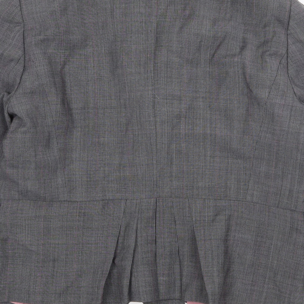Hobbs Womens Grey Plaid Jacket Blazer Size 10 Button