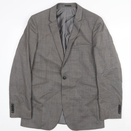 One Six Five Mens Grey Polyester Jacket Suit Jacket Size 38 Regular