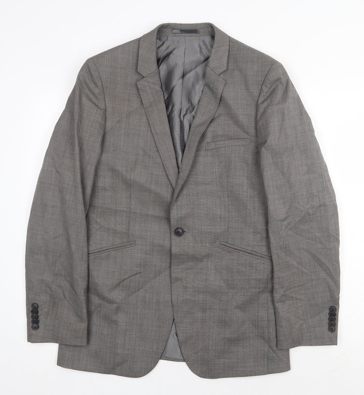 One Six Five Mens Grey Polyester Jacket Suit Jacket Size 38 Regular