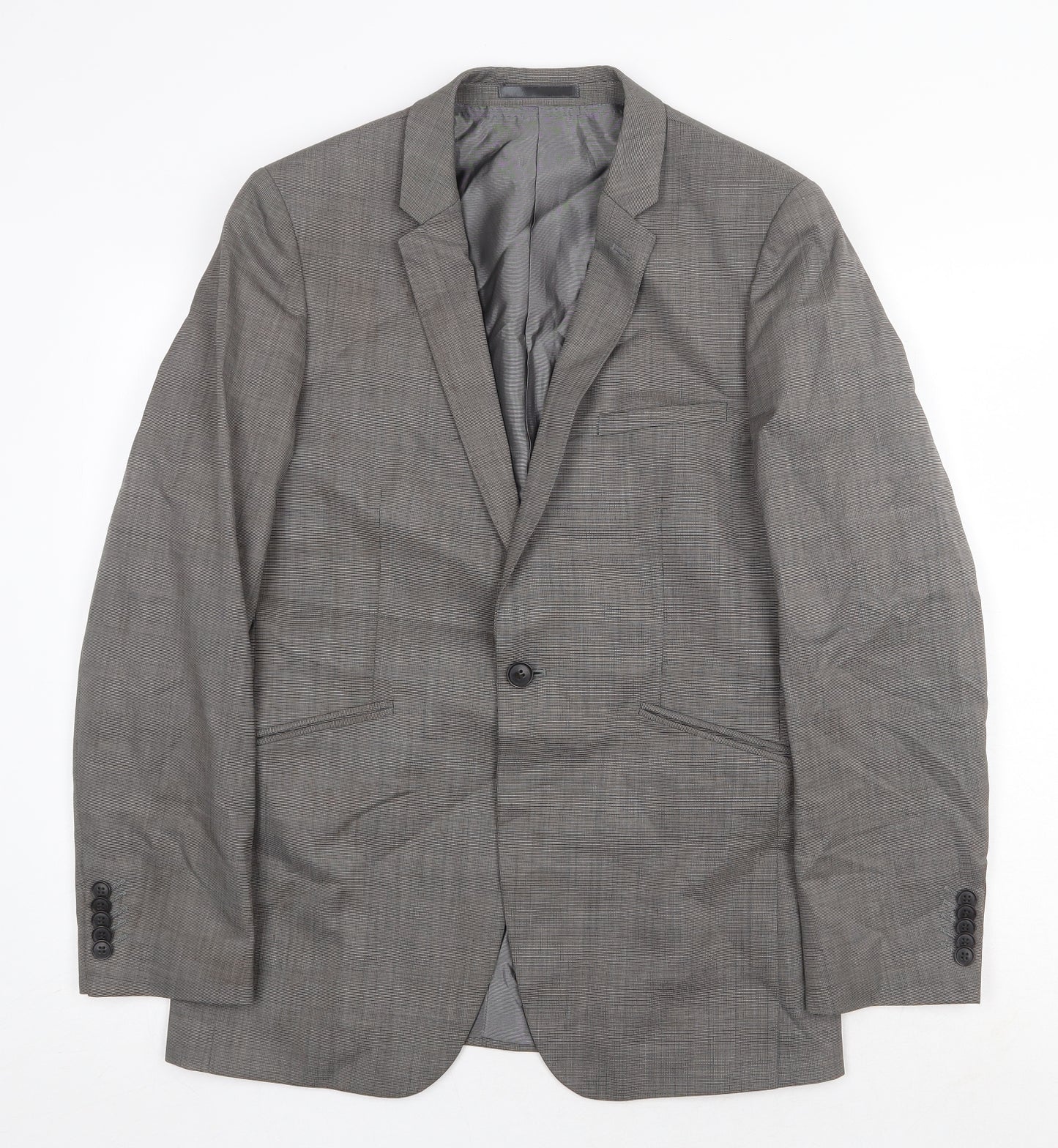 One Six Five Mens Grey Polyester Jacket Suit Jacket Size 38 Regular
