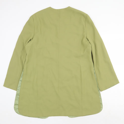 Sensations Womens Green Overcoat Coat Size L Button