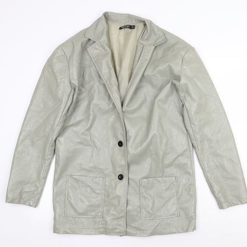 Nasty Gal Womens Green Jacket Size 8 Button - Faux Leather