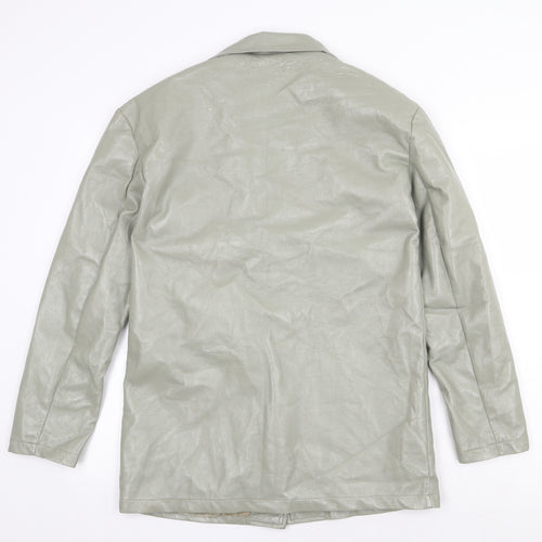 Nasty Gal Womens Green Jacket Size 8 Button - Faux Leather