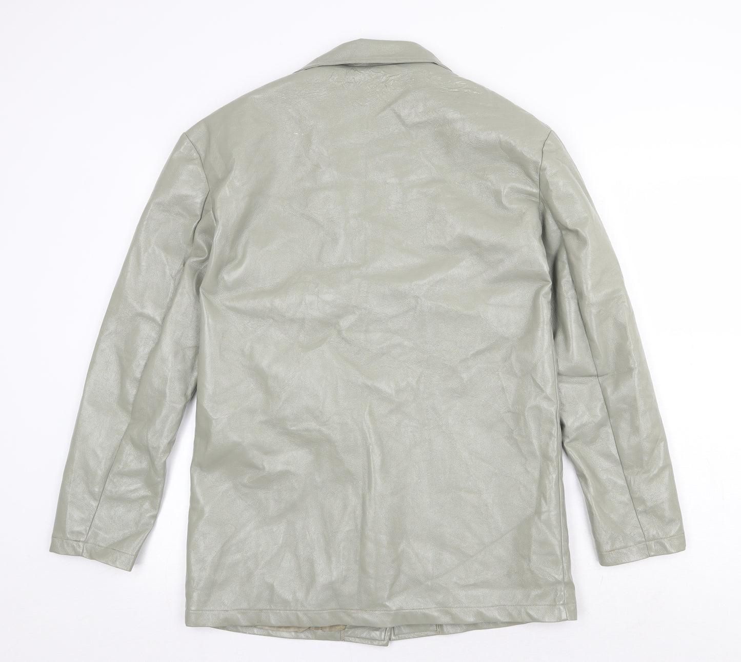 Nasty Gal Womens Green Jacket Size 8 Button - Faux Leather