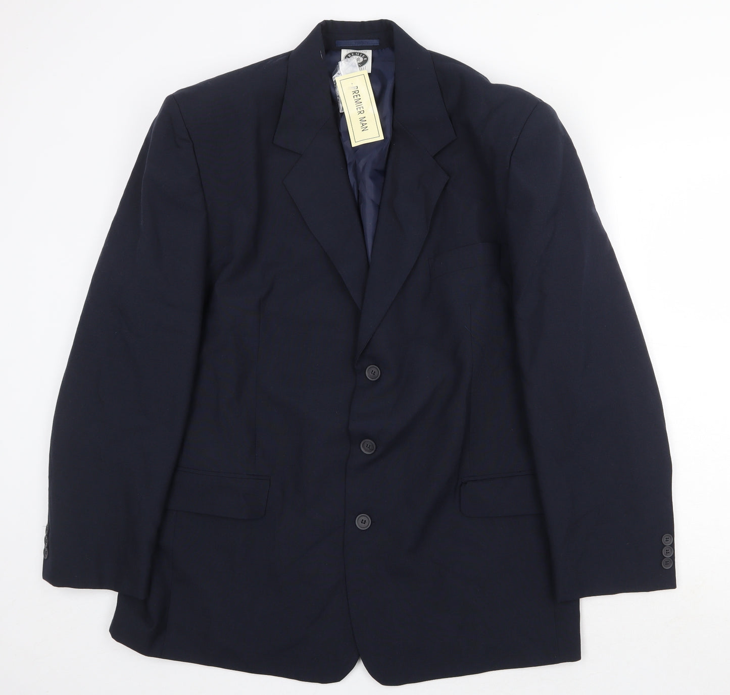 Premier Man Mens Blue Polyester Jacket Suit Jacket Size 44 Regular