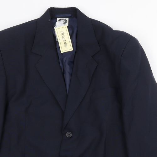 Premier Man Mens Blue Polyester Jacket Suit Jacket Size 44 Regular
