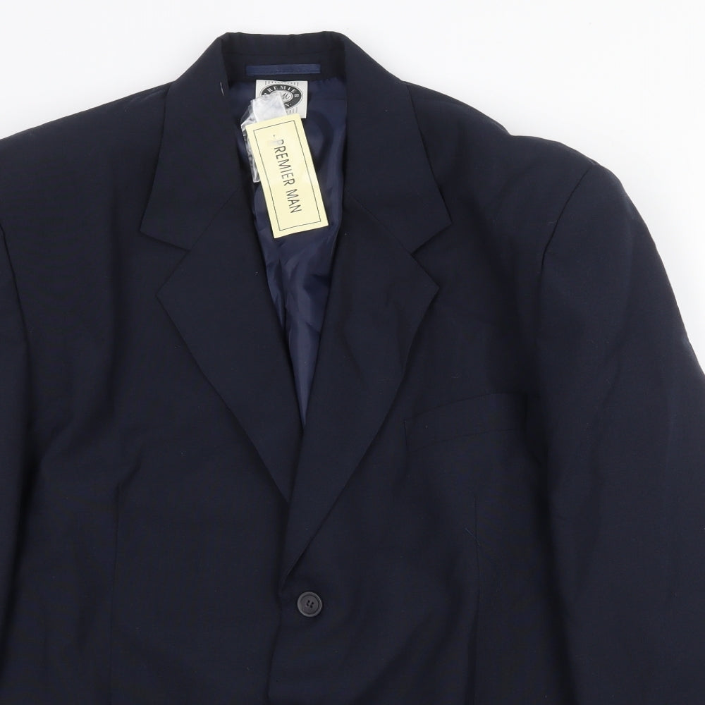 Premier Man Mens Blue Polyester Jacket Suit Jacket Size 44 Regular