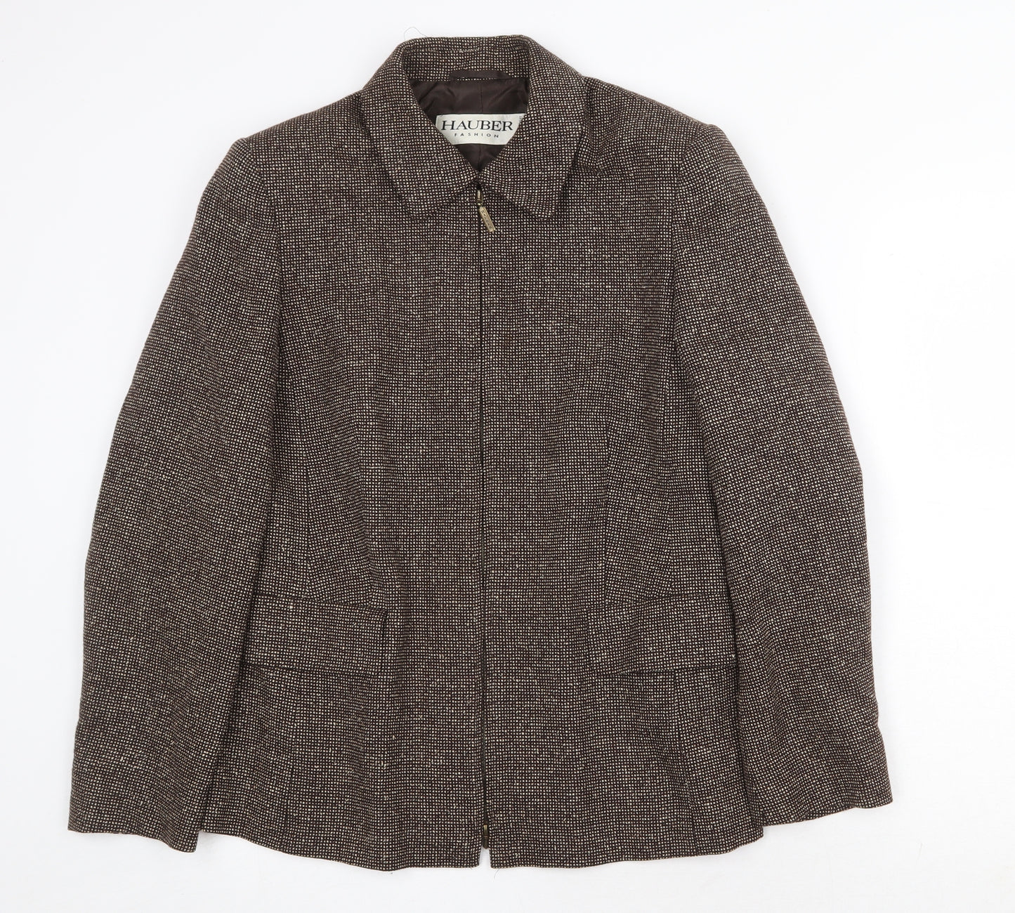 Hauber Womens Brown Jacket Size 14 Zip