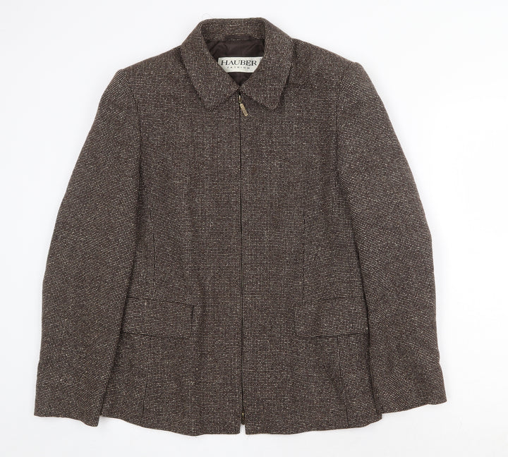 Hauber Womens Brown Jacket Size 14 Zip