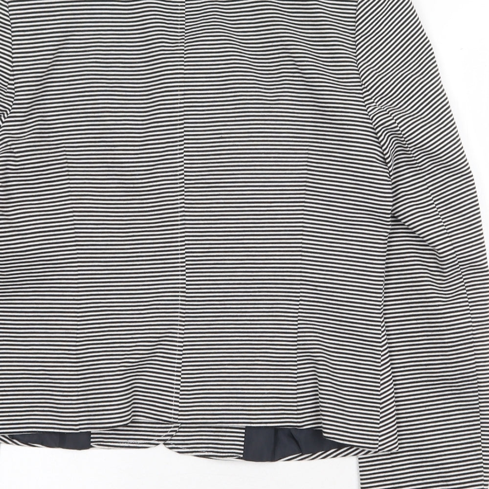 Long Tall Sally Womens Black Striped Jacket Blazer Size 14 Button