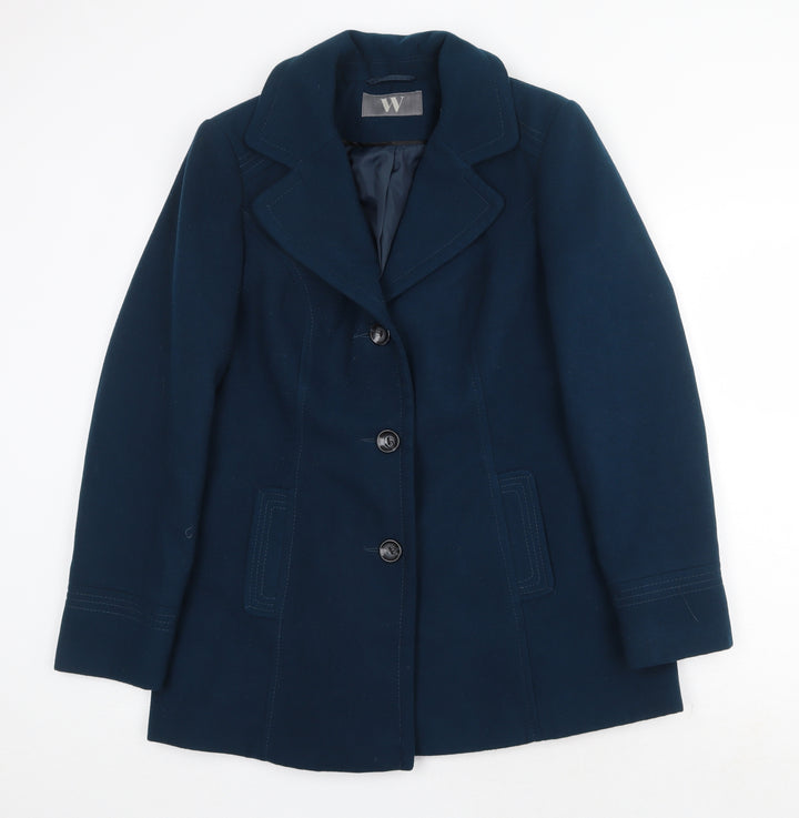 BHS Womens Green Pea Coat Coat Size 14 Button