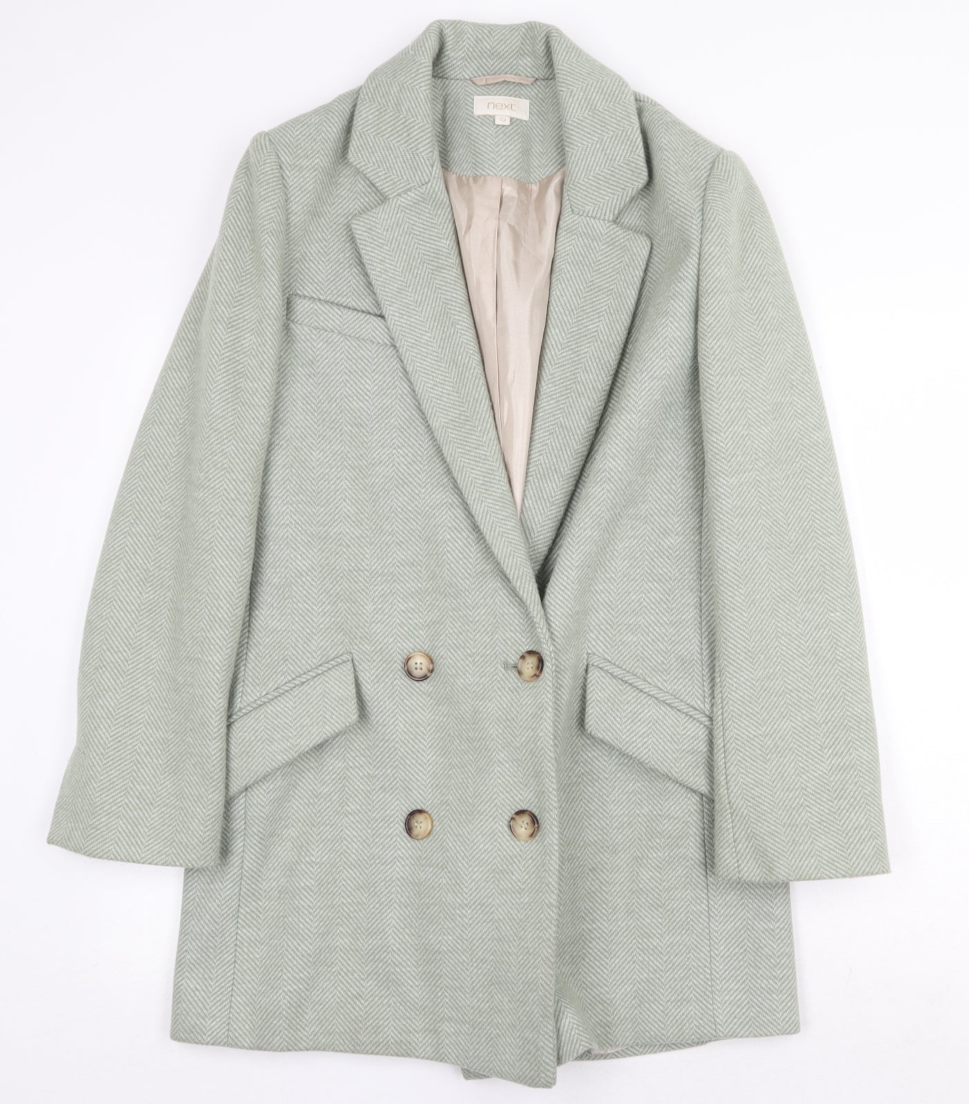NEXT Womens Green Herringbone Jacket Blazer Size 10 Button