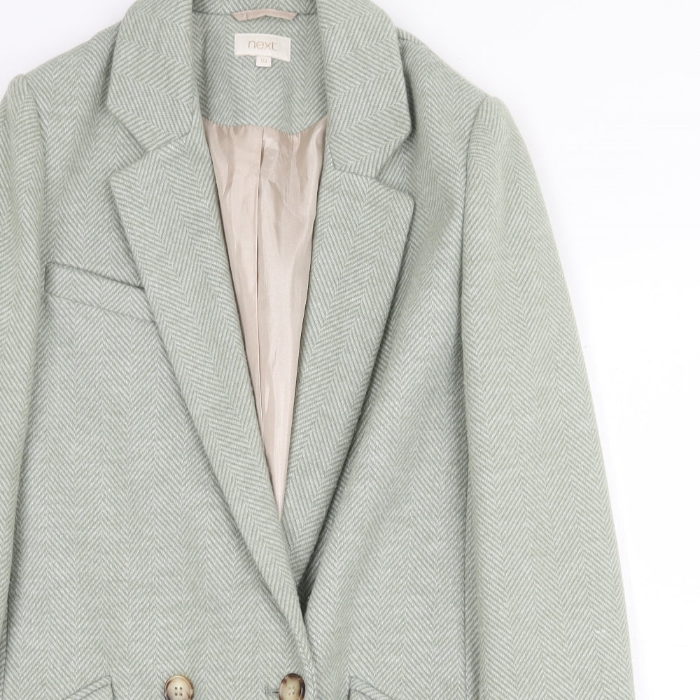 NEXT Womens Green Herringbone Jacket Blazer Size 10 Button