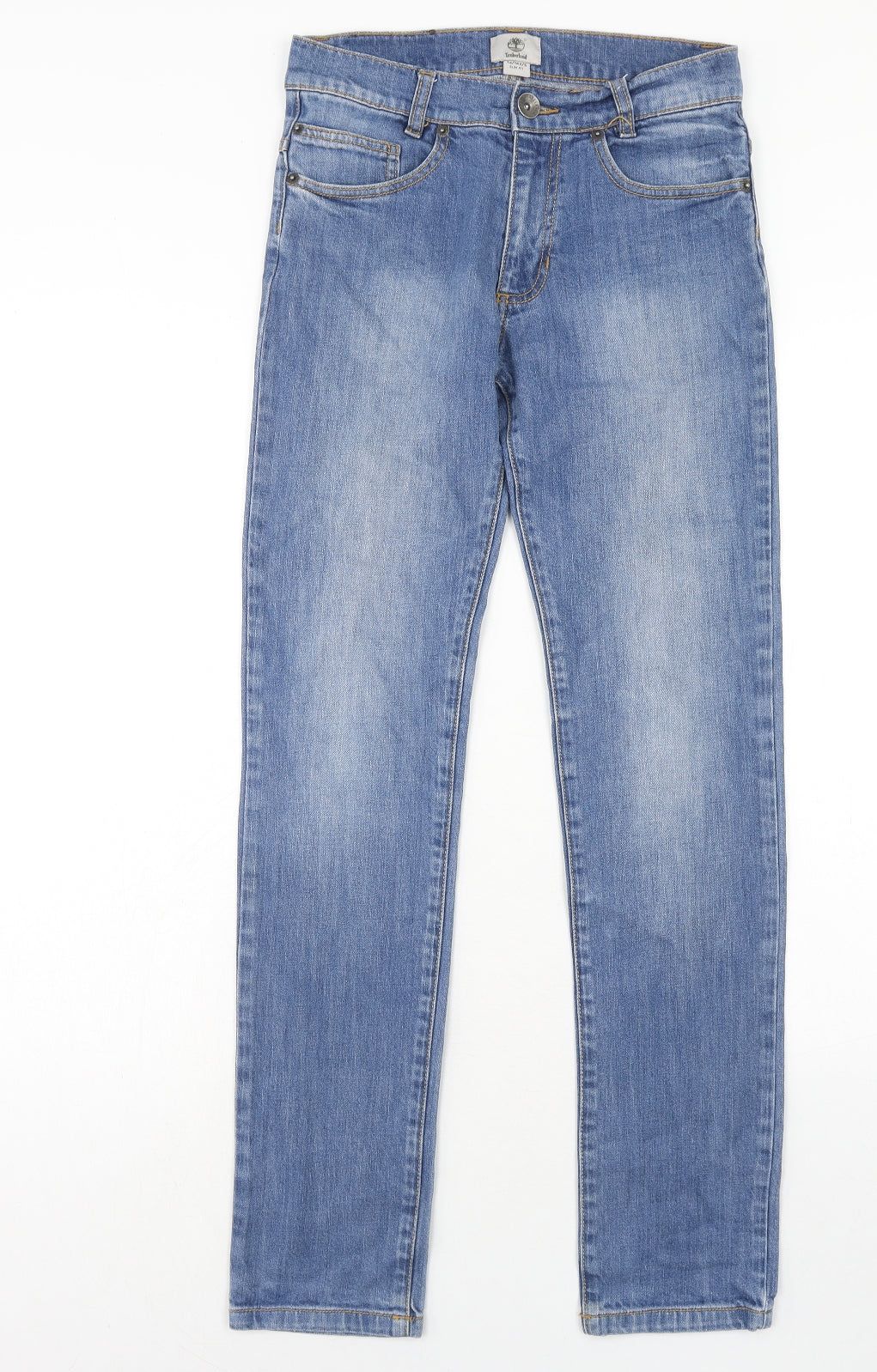 Timberland Boys Blue Cotton Skinny Jeans Size 14 Years Slim Zip