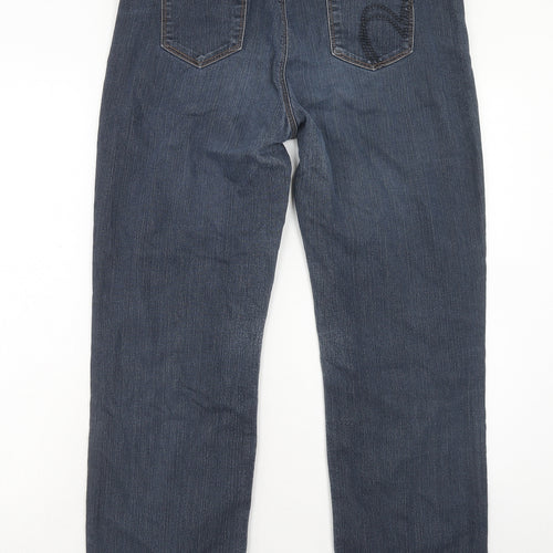 Per Una Womens Blue Cotton Straight Jeans Size 14 Regular Zip