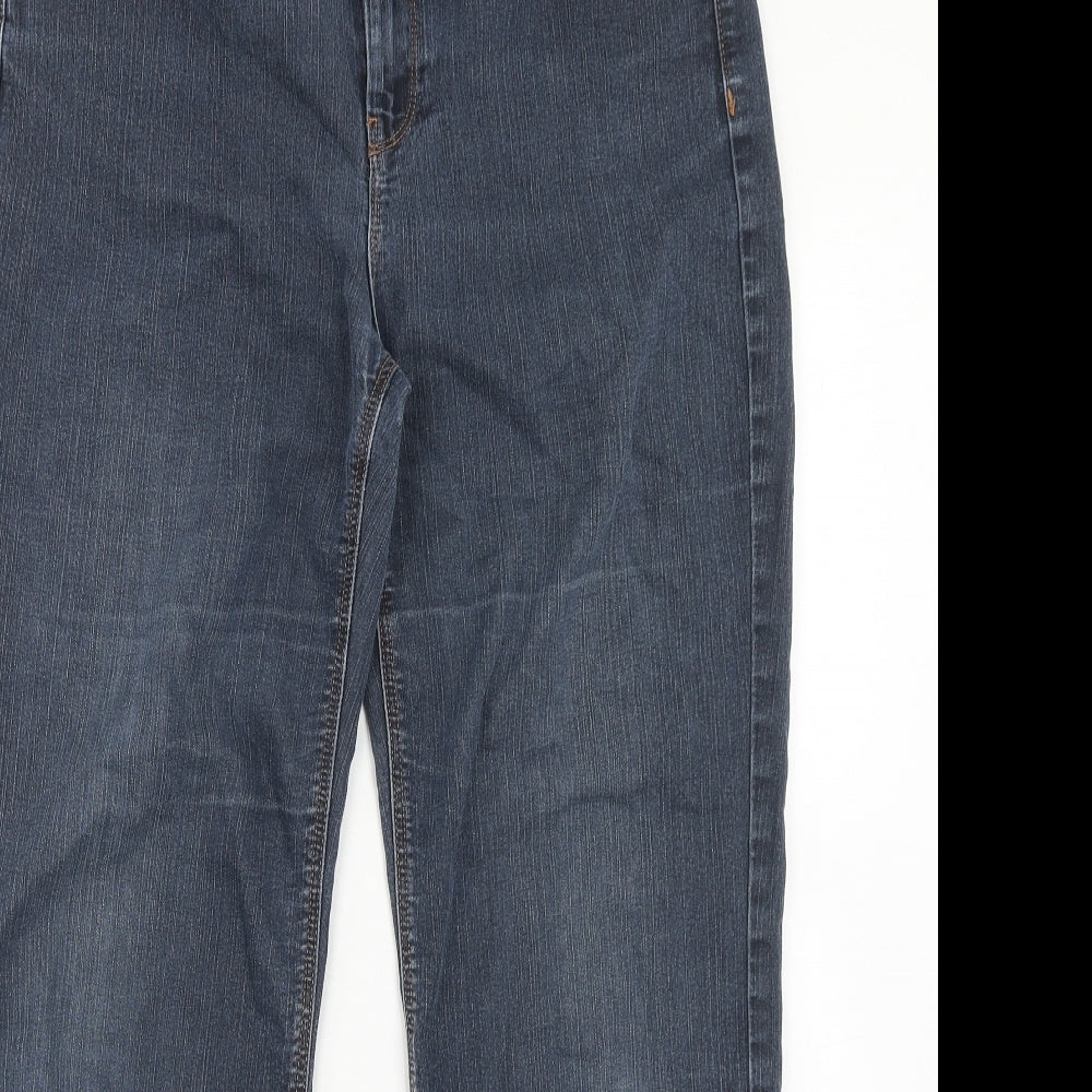 Per Una Womens Blue Cotton Straight Jeans Size 14 Regular Zip