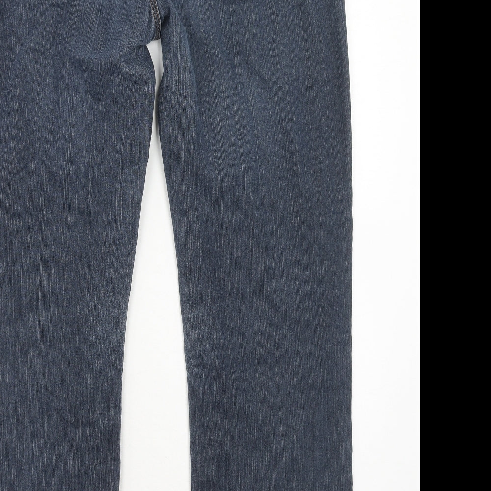 Per Una Womens Blue Cotton Straight Jeans Size 14 Regular Zip