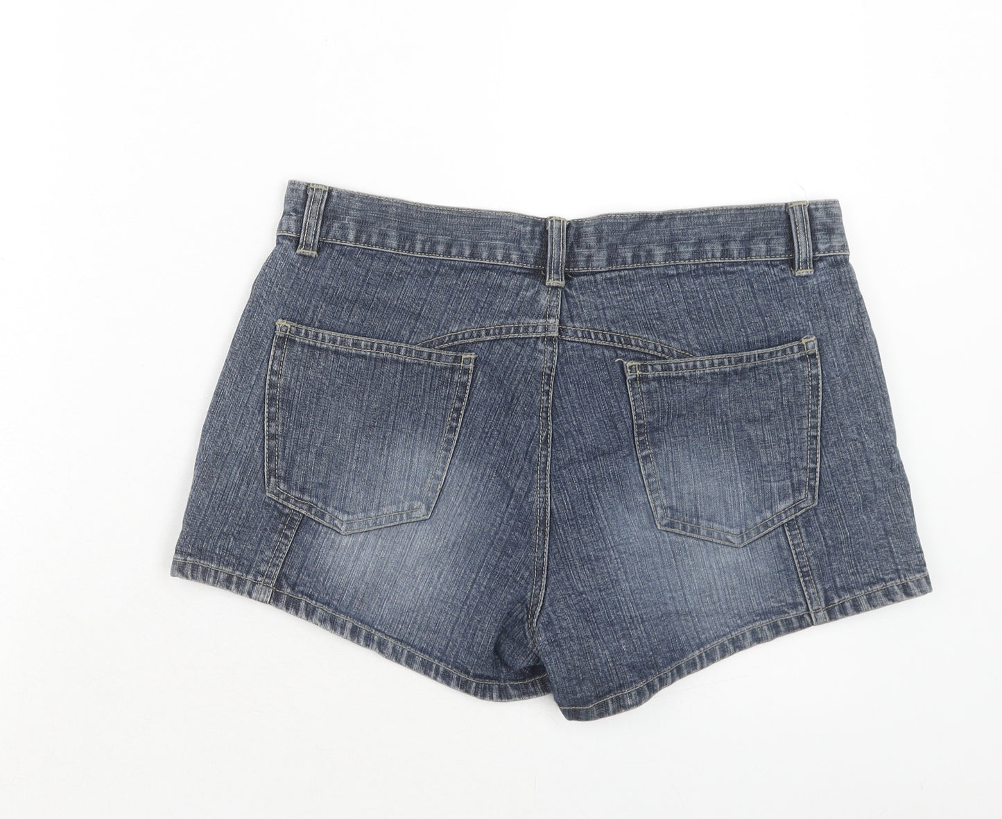 Cherokee Womens Blue Cotton Hot Pants Shorts Size 12 Regular Zip
