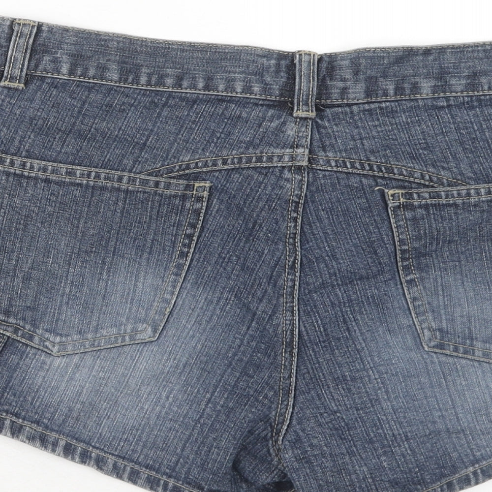 Cherokee Womens Blue Cotton Hot Pants Shorts Size 12 Regular Zip
