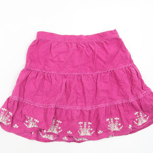 John Lewis Girls Pink Cotton Flare Skirt Size 10 Years Regular Zip - Tiered