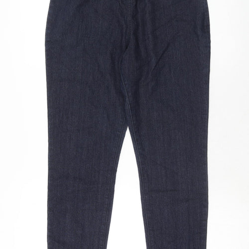 Marks and Spencer Womens Blue Cotton Skinny Jeans Size 12 Regular Zip
