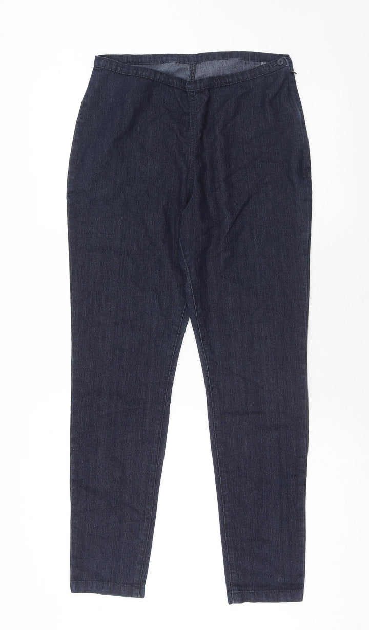 Marks and Spencer Womens Blue Cotton Skinny Jeans Size 12 Regular Zip