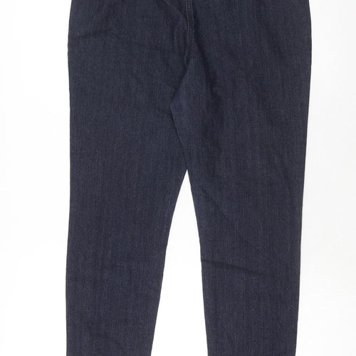 Marks and Spencer Womens Blue Cotton Skinny Jeans Size 12 Regular Zip