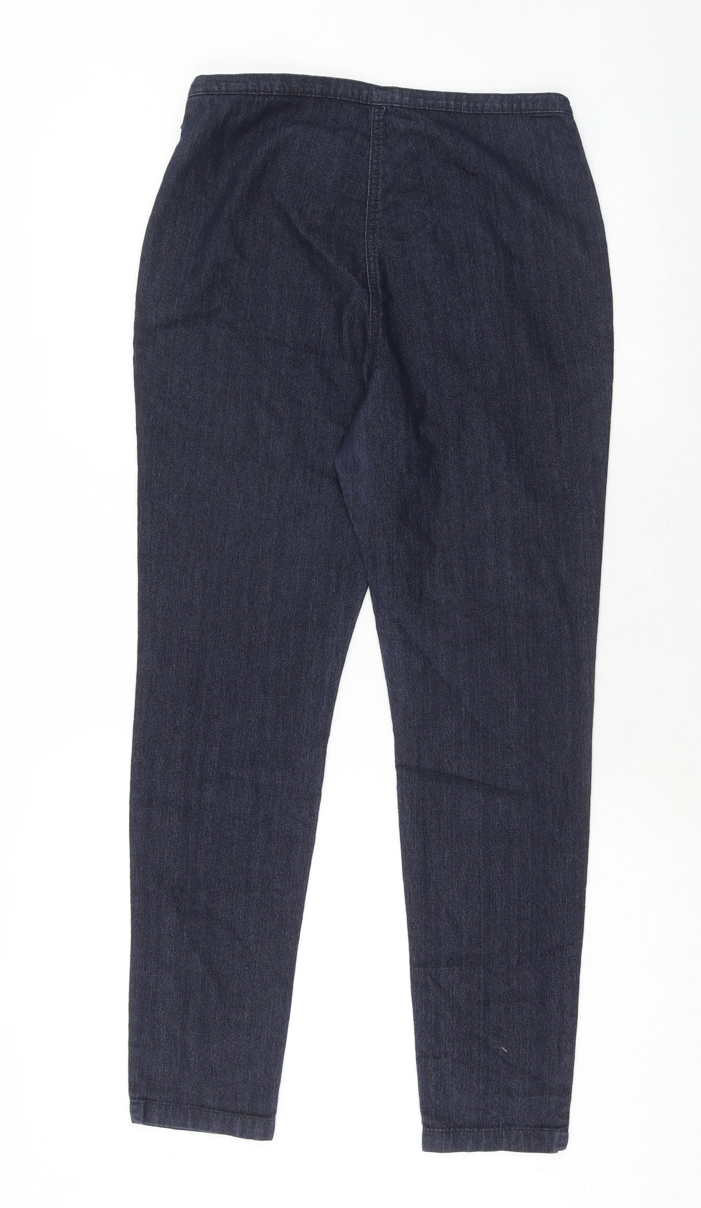 Marks and Spencer Womens Blue Cotton Skinny Jeans Size 12 Regular Zip