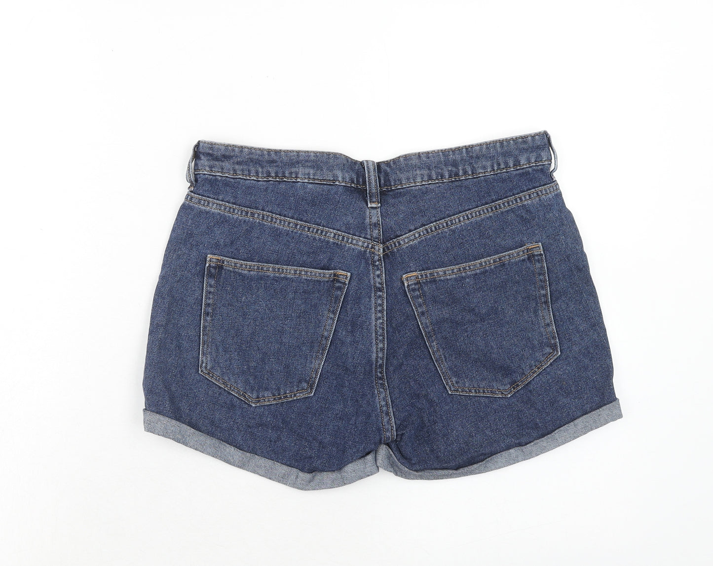 H&M Womens Blue Cotton Hot Pants Shorts Size 8 Regular Zip