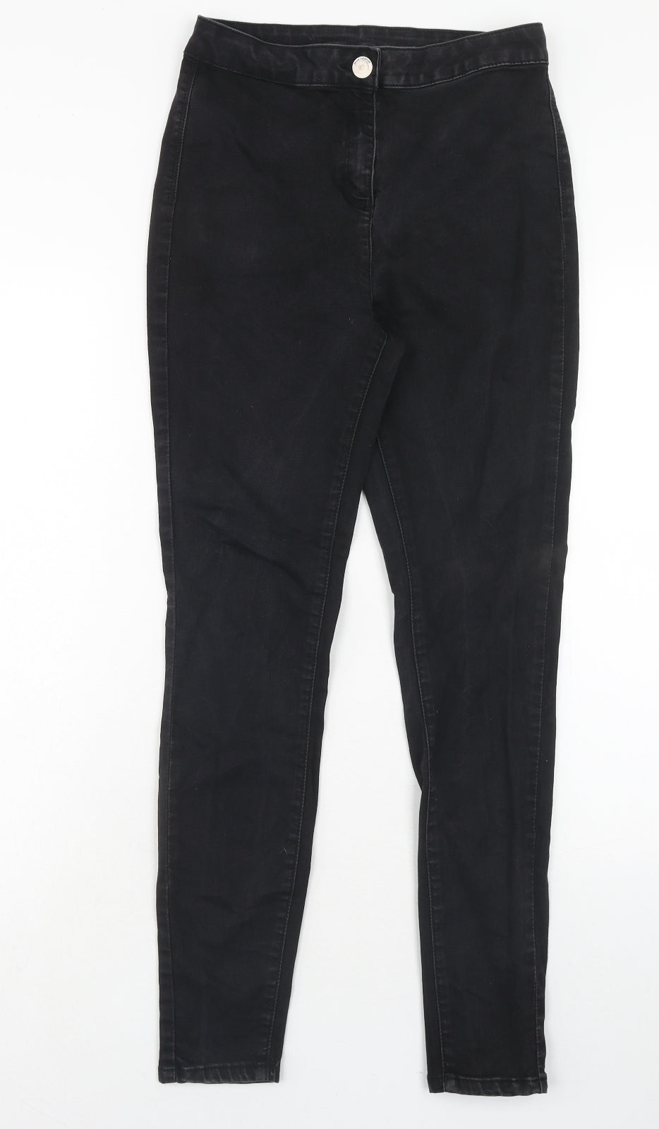 Matalan Womens Black Cotton Skinny Jeans Size 14 Regular Zip