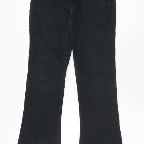 Preworn Womens Black Cotton Bootcut Jeans Size 28 in Regular Zip
