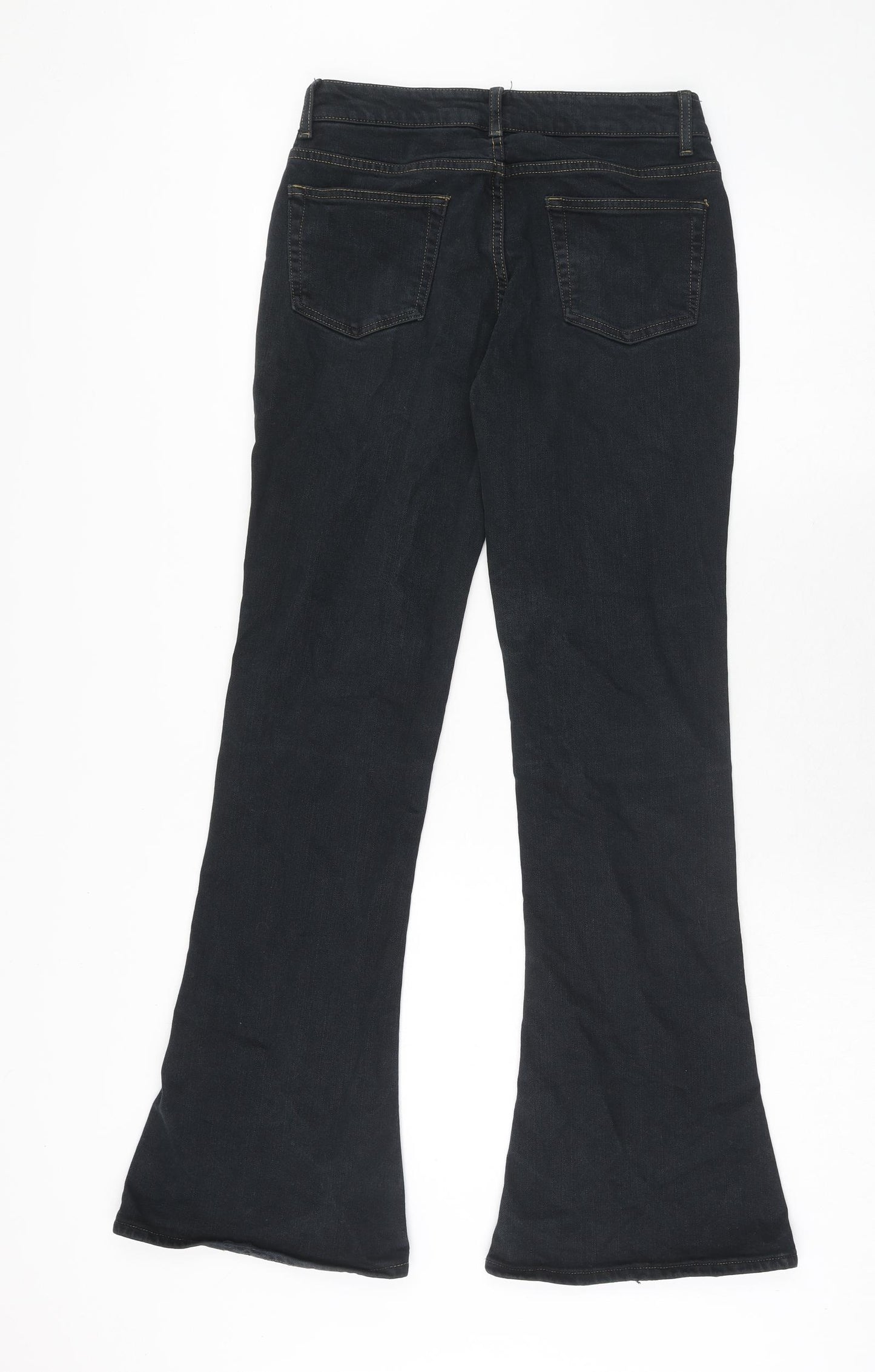 Preworn Womens Black Cotton Bootcut Jeans Size 28 in Regular Zip