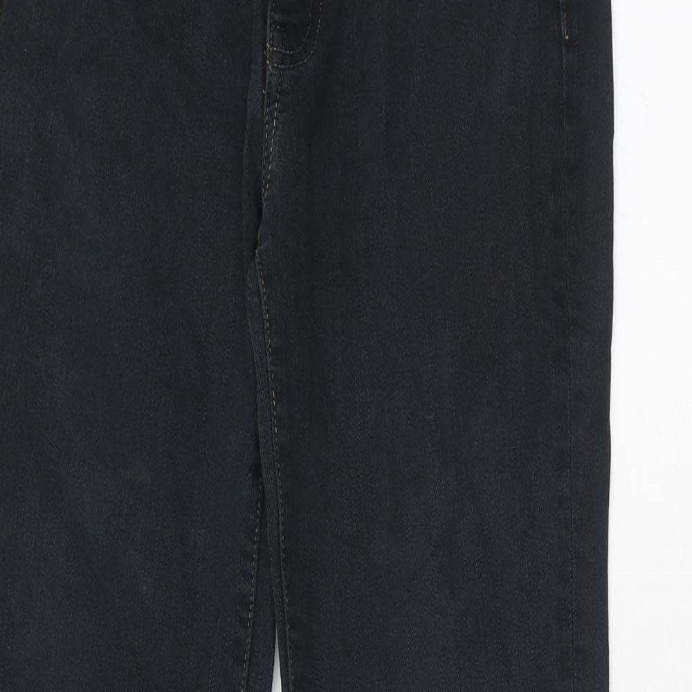 Preworn Womens Black Cotton Bootcut Jeans Size 28 in Regular Zip