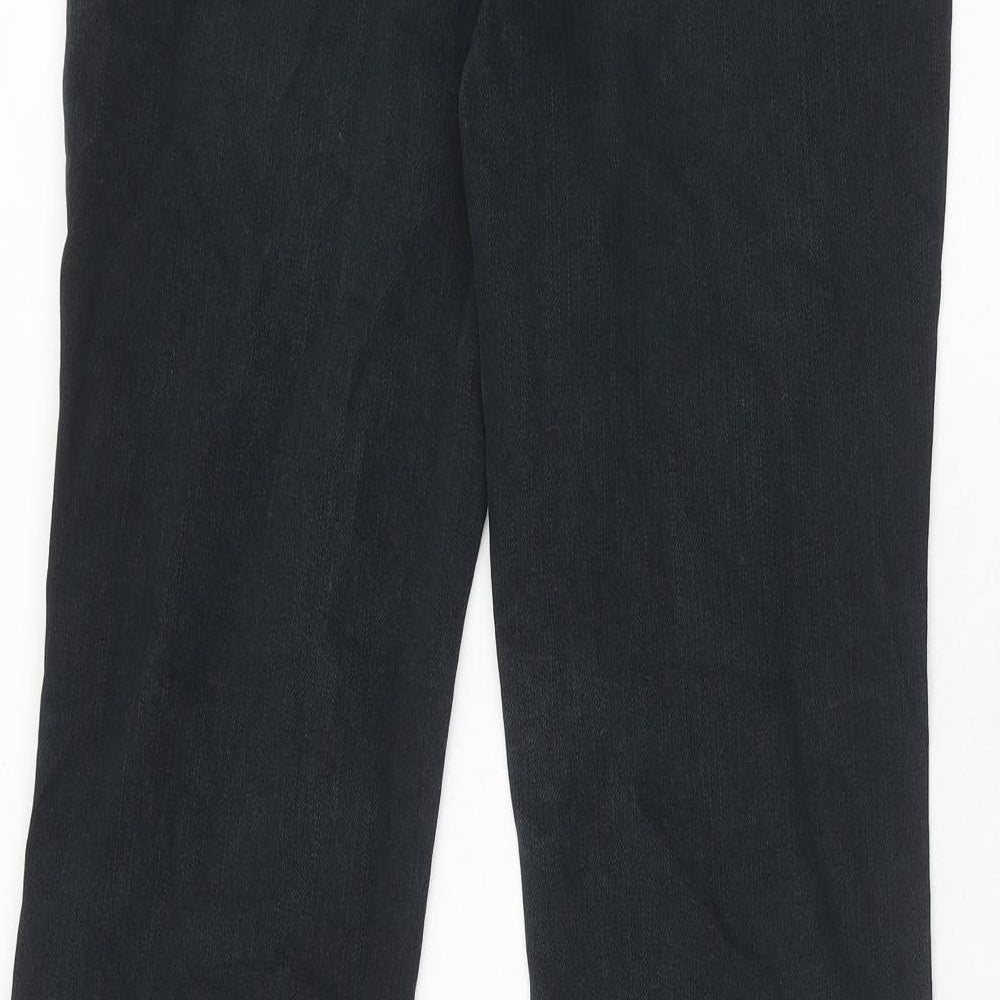 Preworn Womens Black Cotton Bootcut Jeans Size 28 in Regular Zip